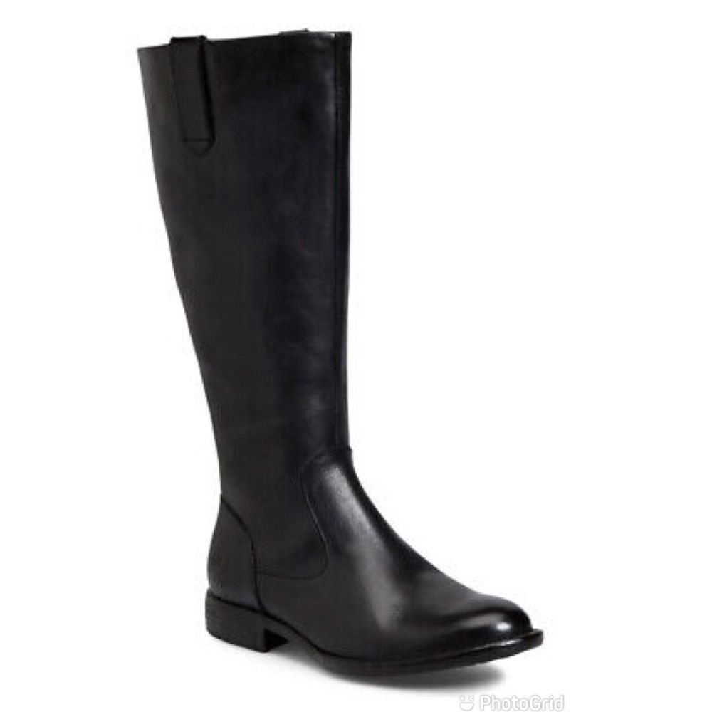 BORN Shaunie Black Leather Knee High Riding Boot Low Heel Fall Winter Size‎ 6.5